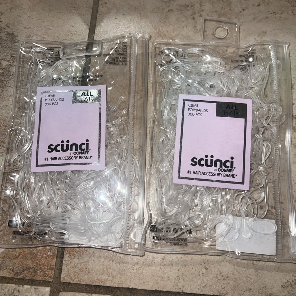 Scunci by Conair All Hair‎ Clear Polybands in Zippered Pouch - 300x2 Count AB